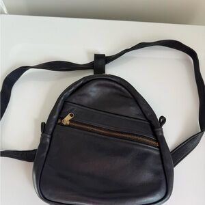 Vintage Elegant Black Leather Women's Convertible Backpack